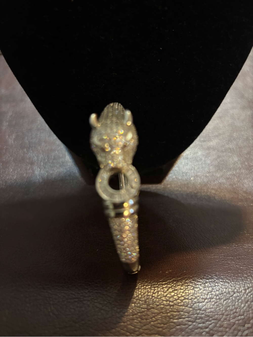 Sparkling Panther Head Bracelet - Silver Crystal Women’s Jewelry Vintage estate